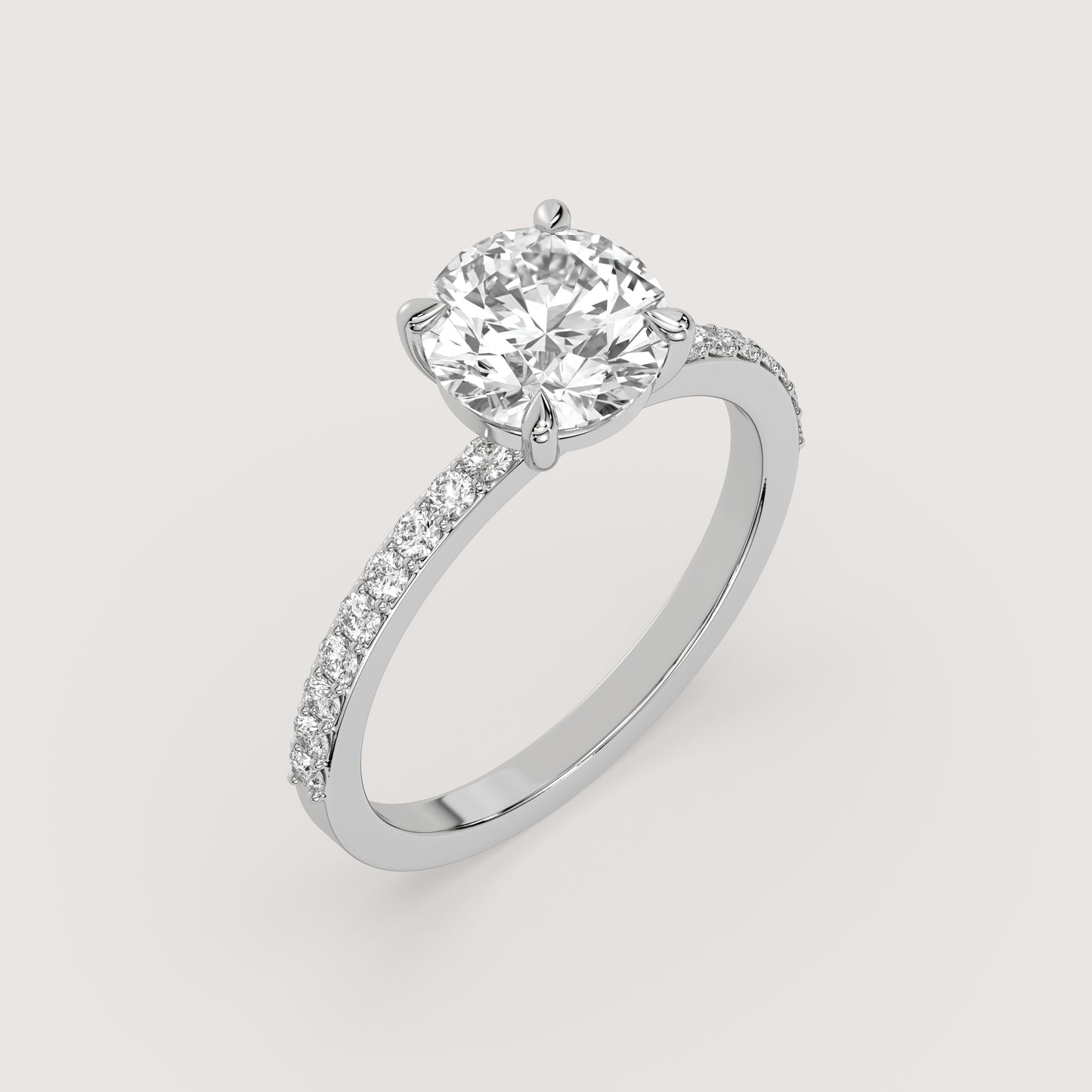 2.0 CT Round Cut Engagement, Round Cut Moissanite Solitaire Ring
