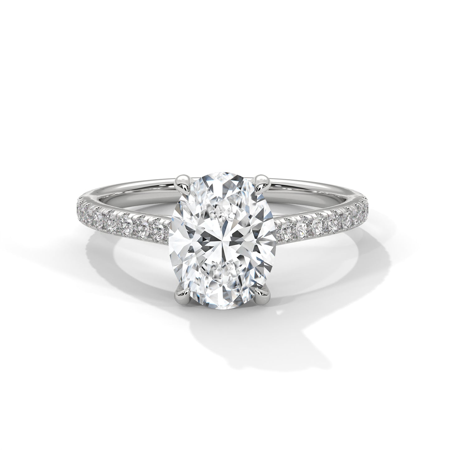 Queens of Oval Diamond 18kt and 14kt solid gold White Solitaire Ring
