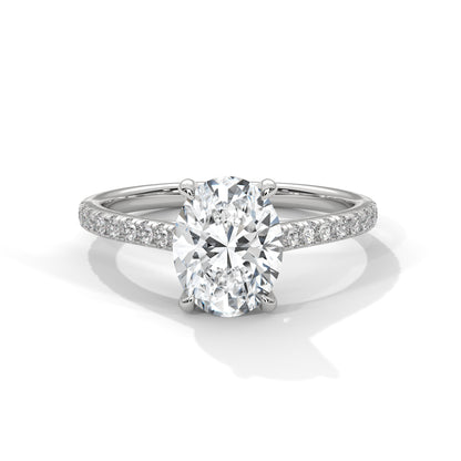 Queens of Oval Diamond 18kt and 14kt solid gold White Solitaire Ring
