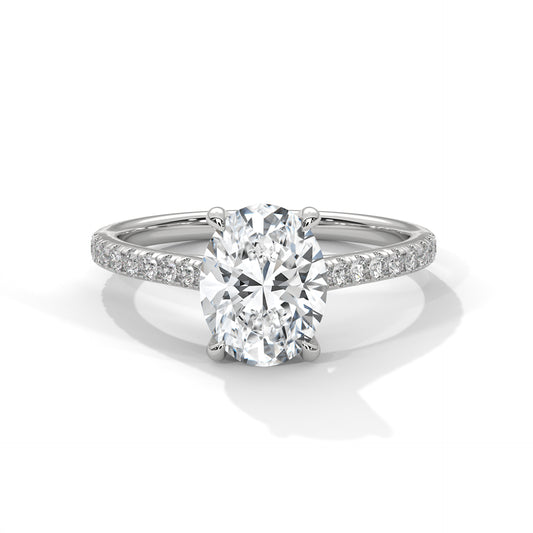 Queens of Oval Diamond 18kt and 14kt solid gold White Solitaire Ring