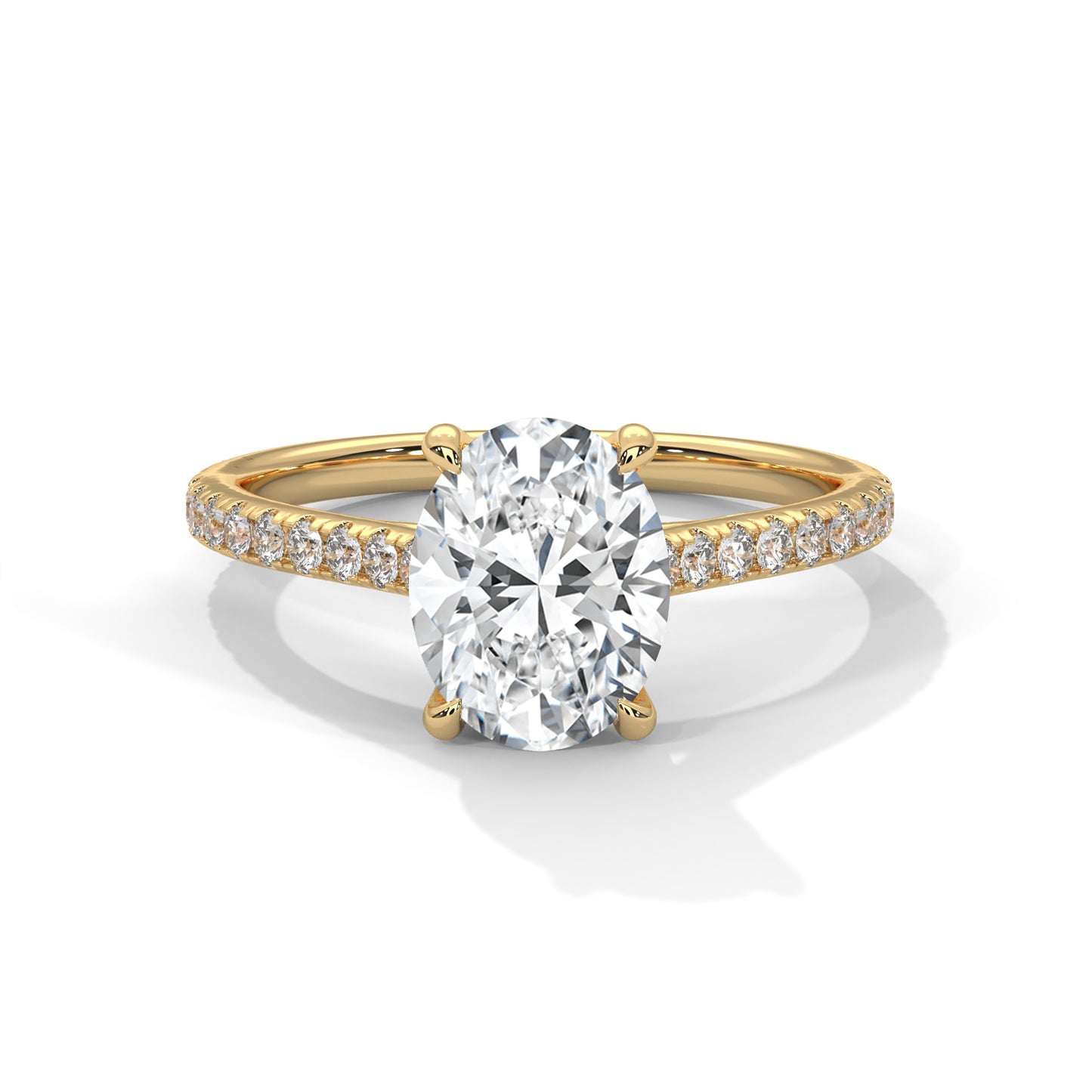 Queens of Oval Diamond 18kt and 14kt solid gold White Solitaire Ring