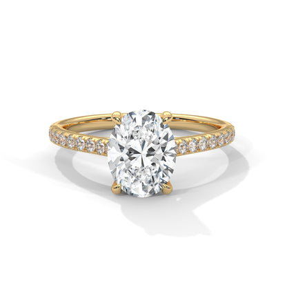 Queens of Oval Diamond 18kt and 14kt solid gold White Solitaire Ring