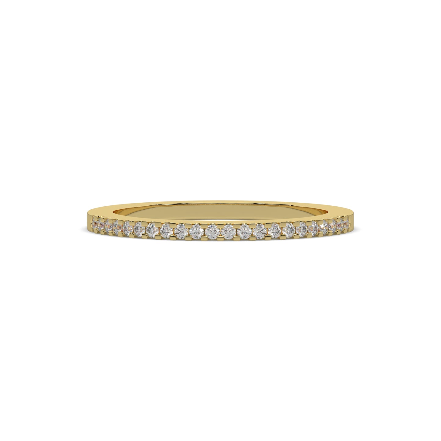 Round Cut Diamond Wedding Band in 14K Solid and 18 kt Yellow Gold – Dainty Stacking Ring, Minimalist Gold Bridal Jewelry, Diamond Eternity Band Ring