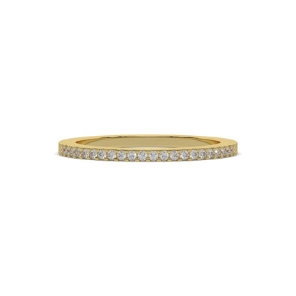 Round Cut Diamond Wedding Band in 14K Solid and 18 kt Yellow Gold – Dainty Stacking Ring, Minimalist Gold Bridal Jewelry, Diamond Eternity Band Ring