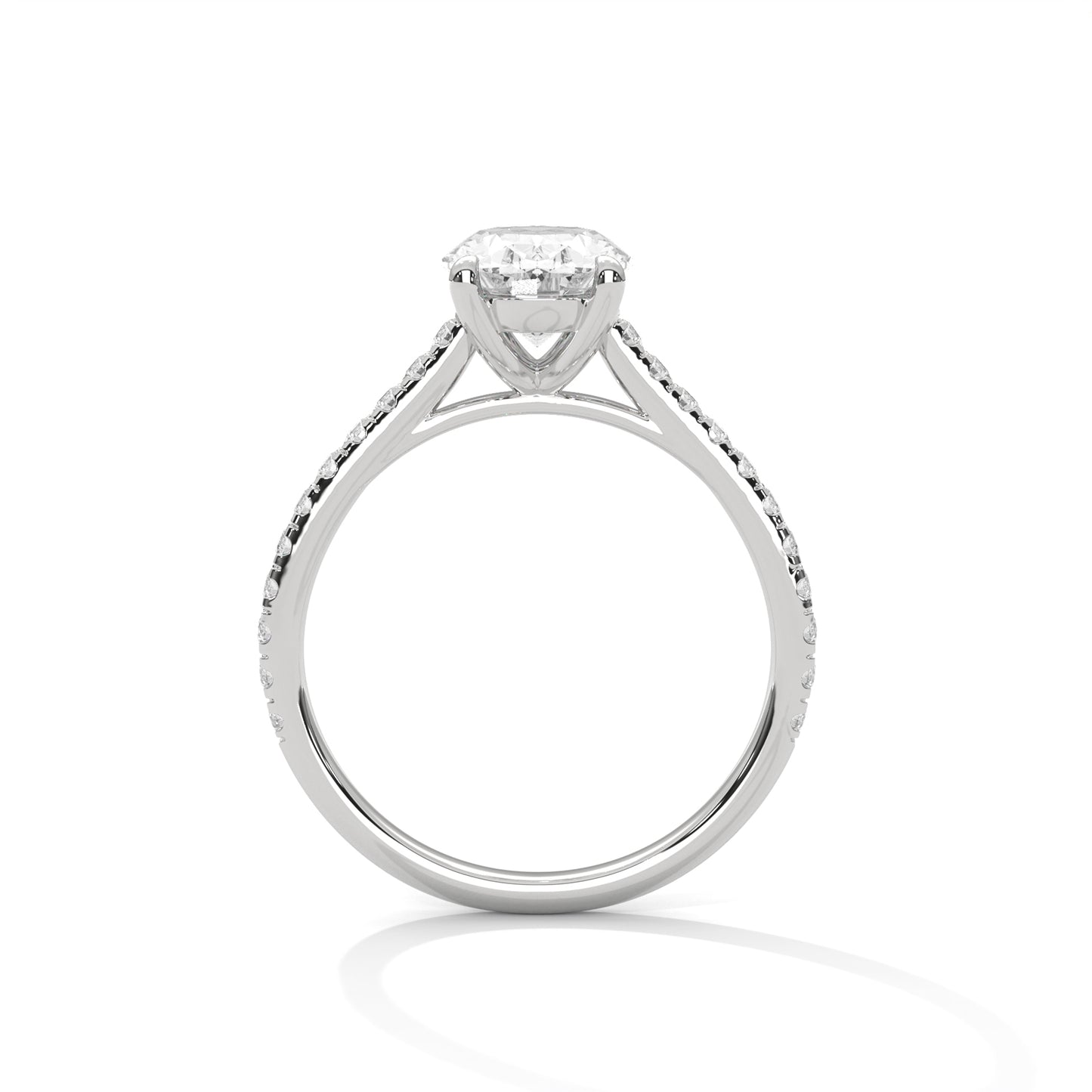 Queens of Oval Diamond 18kt and 14kt solid gold White Solitaire Ring