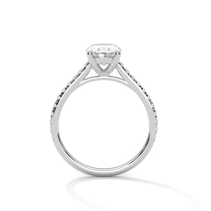 Queens of Oval Diamond 18kt and 14kt solid gold White Solitaire Ring