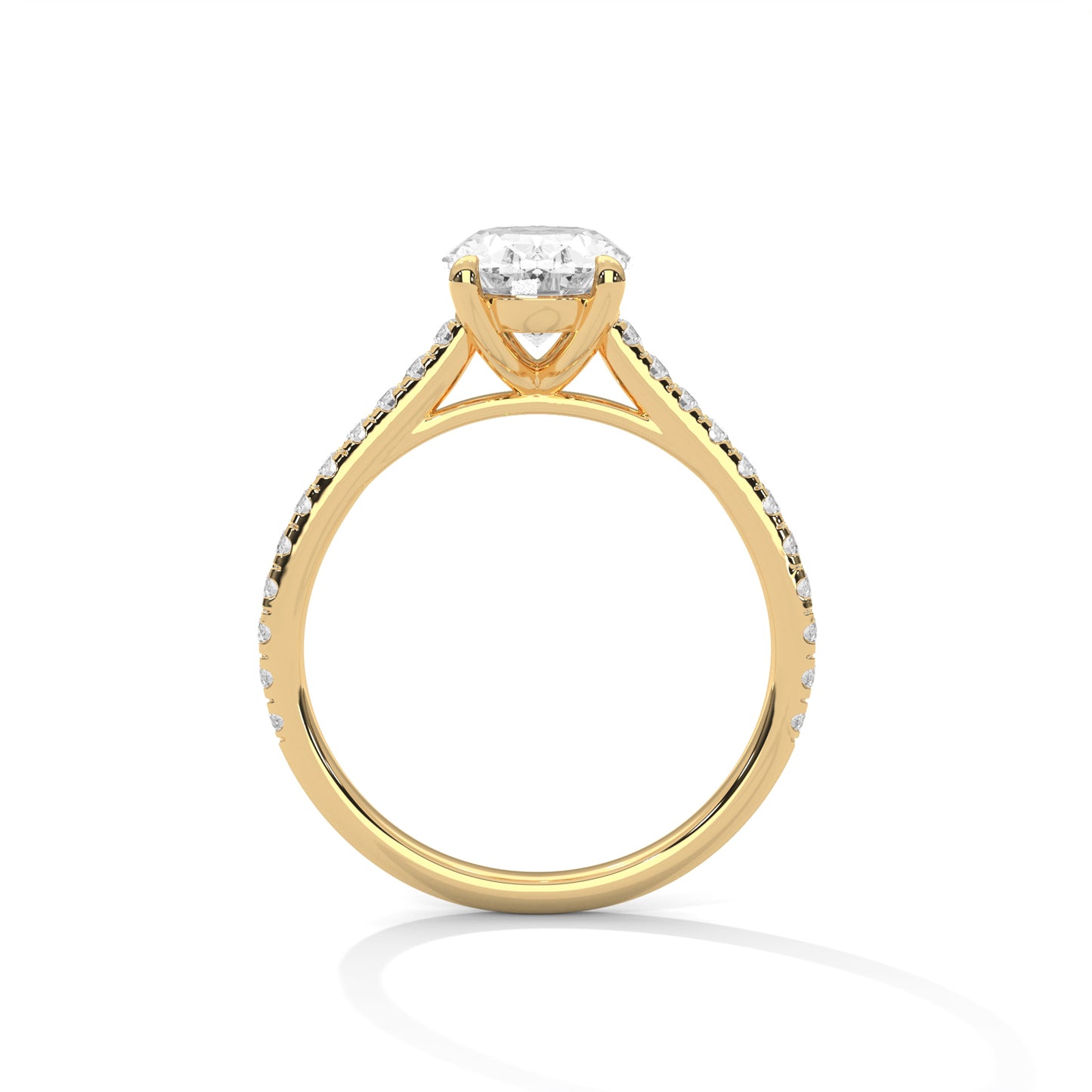 Queens of Oval Diamond 18kt and 14kt solid gold White Solitaire Ring