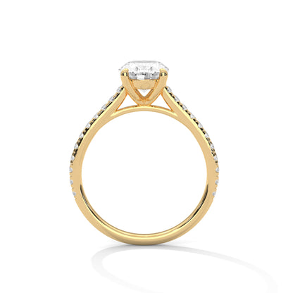 Queens of Oval Diamond 18kt and 14kt solid gold White Solitaire Ring