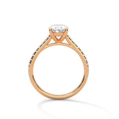 Queens of Oval Diamond 18kt and 14kt solid gold White Solitaire Ring