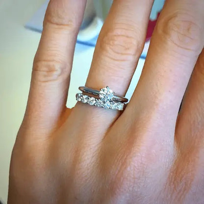 Eternal Seven Stone Diamond Ring in 18K and 14K White Gold Moissanite ring