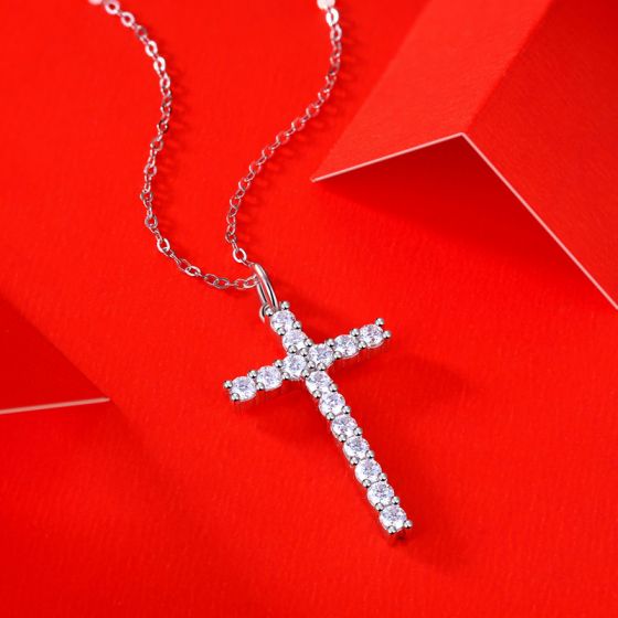Classic Moissanite Cross real gold 18kt Necklace 14kt Necklace