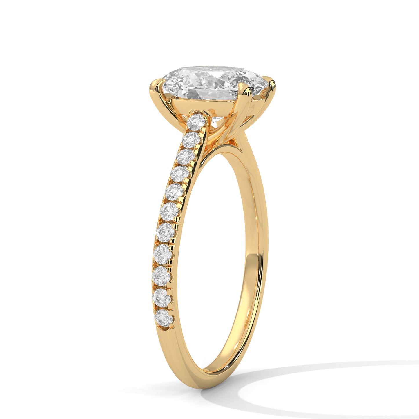 Queens of Oval Diamond 18kt and 14kt solid gold White Solitaire Ring