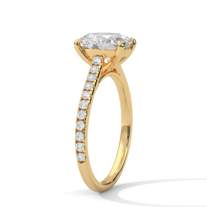 Queens of Oval Diamond 18kt and 14kt solid gold White Solitaire Ring