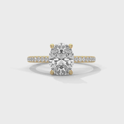 Queens of Oval Diamond 18kt and 14kt solid gold White Solitaire Ring